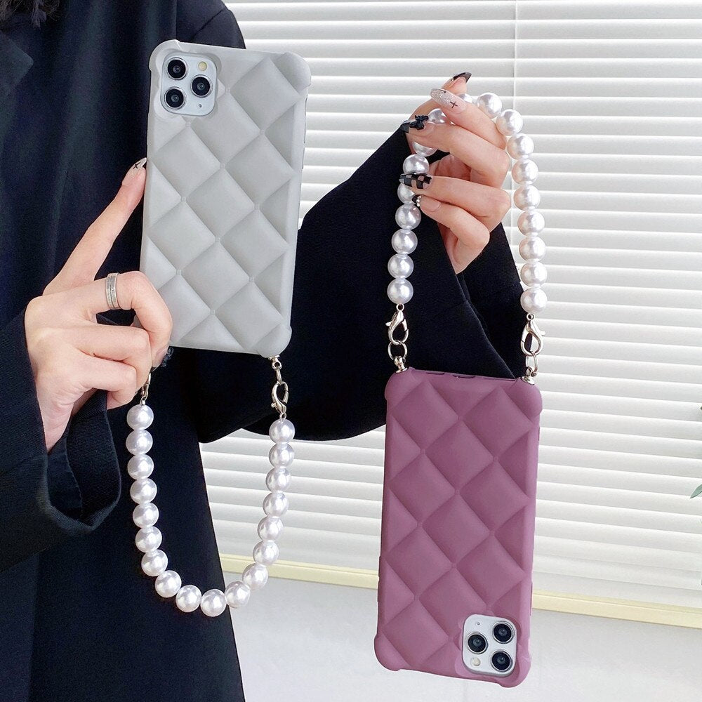 Anymob iPhone Case Blue Simple Geometry Pearl Bracelet Shockproof Soft Silicon Cover-Mobile Phone Cases-PEROZ Accessories
