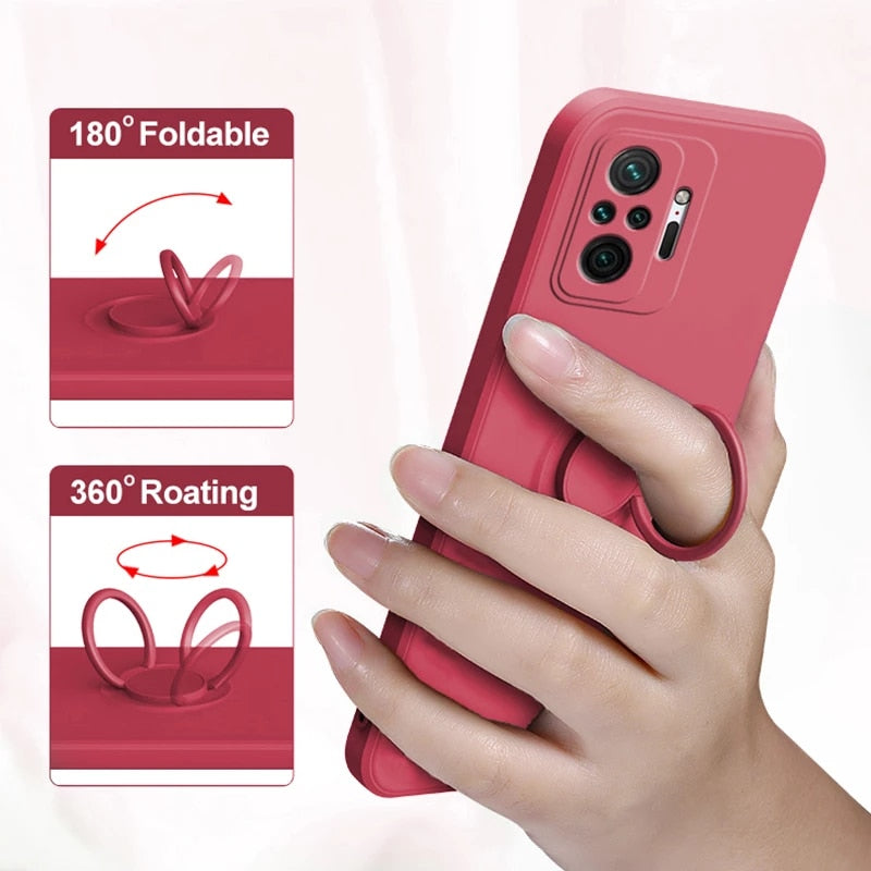 Anymob Xiaomi Redmi Case Purple Stand Ring Holder Strap Liquid Silicon Cover Phone Protection-Mobile Phone Cases-PEROZ Accessories