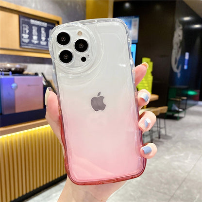 Anymob iPhone Green Gradient Clear Curly Wave Case Shockproof Transparent Silicon Phone Cover-Mobile Phone Cases-PEROZ Accessories