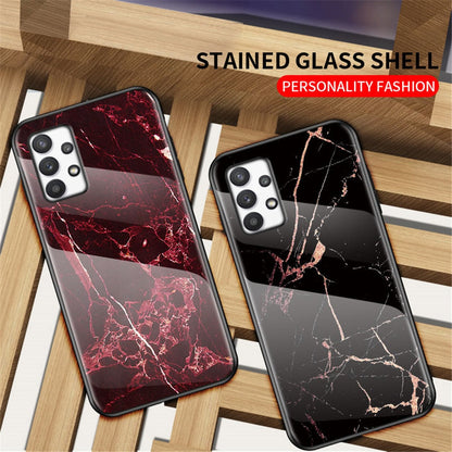 Anymob Samsung Blue Green Marble Pattern Case Shockproof Glass Phone Cover-Mobile Phone Cases-PEROZ Accessories