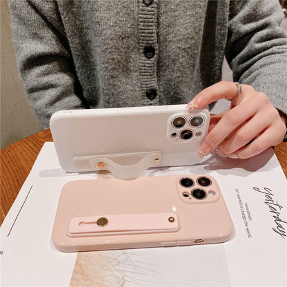 Anymob iPhone Case Mustard Solid Color Lens Protection Wrist Strap Stand Silicone Bumper Cover-Mobile Phone Cases-PEROZ Accessories