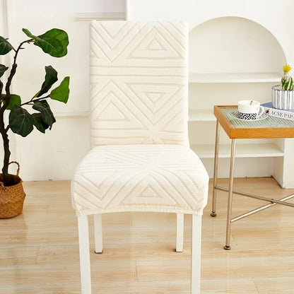 Anyhouz Chair Cover Beige Triangular Design with Elastic Material for Dining Room Kitchen Wedding Hotel Banquet Restaurant-Chair Cover-PEROZ Accessories