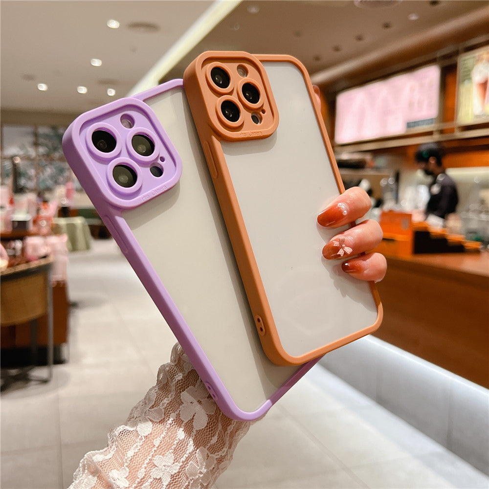Anymob iPhone Case Transparent Blue Frame Camera Protection Shockproof Soft Bumper Cover iPhone 12 11 13 Pro Max XR XS Max X 7 8 Plus 12 13Pro-Mobile Phone Cases-PEROZ Accessories