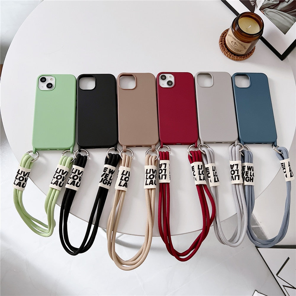 Anymob iPhone Case Green Simple Wrist Lanyard Strap Cord Lanyard Soft Silicone Cover-Mobile Phone Cases-PEROZ Accessories