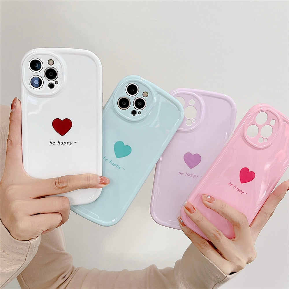 Anymob iPhone Case Pink Lovely Love Heart Soft Silicone Shockproof Bumper Camera Protection Cover-Mobile Phone Cases-PEROZ Accessories
