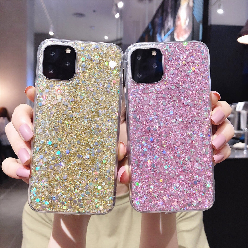 Anymob iPhone Case Purple Glitter Sequins Epoxy Soft Silicon Back Cover-Mobile Phone Cases-PEROZ Accessories