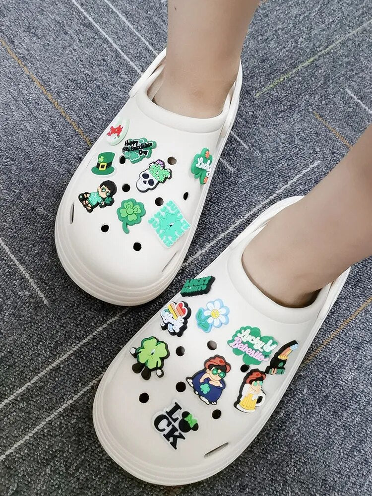 Anykidz 25Pcs Green Lucky Shoe Charm Accessories Jeans Clogs Pendants Designer Ornament Jibbitz for Crocs-Shoe Accessories-PEROZ Accessories