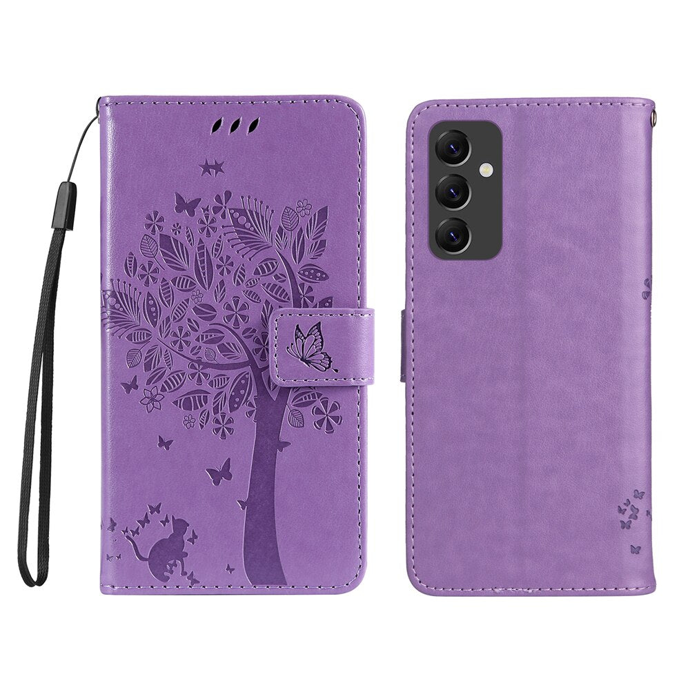 Anymob Samsung Case Orange Butterfly Luxury Wallet Phone Flip Leather Cover With Card Slot Protection-Mobile Phone Cases-PEROZ Accessories