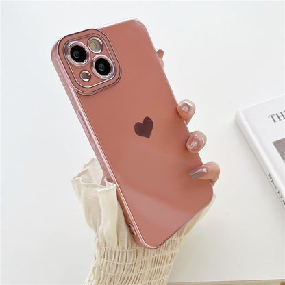 Anymob iPhone Case Blue Plating Love Heart Side Pattern Soft Phone Cover-Mobile Phone Cases-PEROZ Accessories