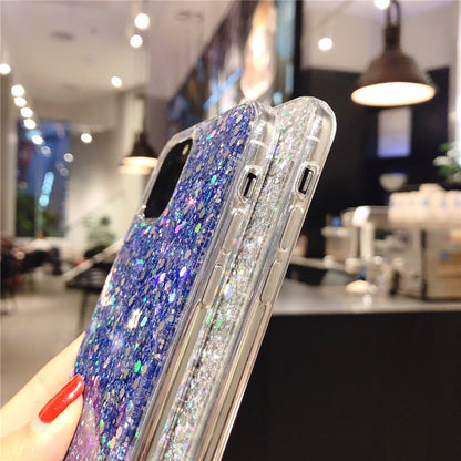 Anymob iPhone Case Purple Glitter Sequins Epoxy Soft Silicon Back Cover-Mobile Phone Cases-PEROZ Accessories