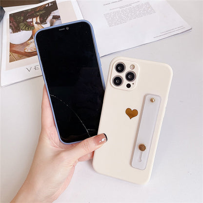 Anymob iPhone White Wrist Strap Love Heart Phone Case Shockproof Soft Cover-Mobile Phone Cases-PEROZ Accessories