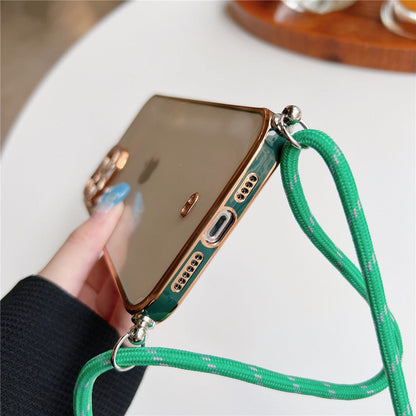 Anymob iPhone Case Black Necklace Strap Lanyard Cord Transparent Soft Cover-Mobile Phone Cases-PEROZ Accessories