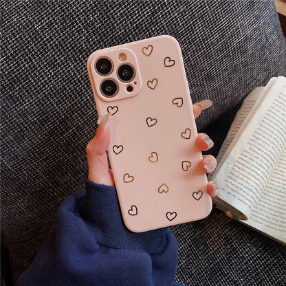 Anymob iPhone Case Purple Cute Plated Gold Love Heart Silicone Soft Silicone Back Cover-Mobile Phone Cases-PEROZ Accessories