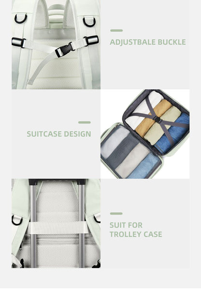 Anypack Backpack Gray Expandable Airplane Travel Bag For Women and Men Laptop Multifunctional Luggage Large Capacity-Backpacks-PEROZ Accessories