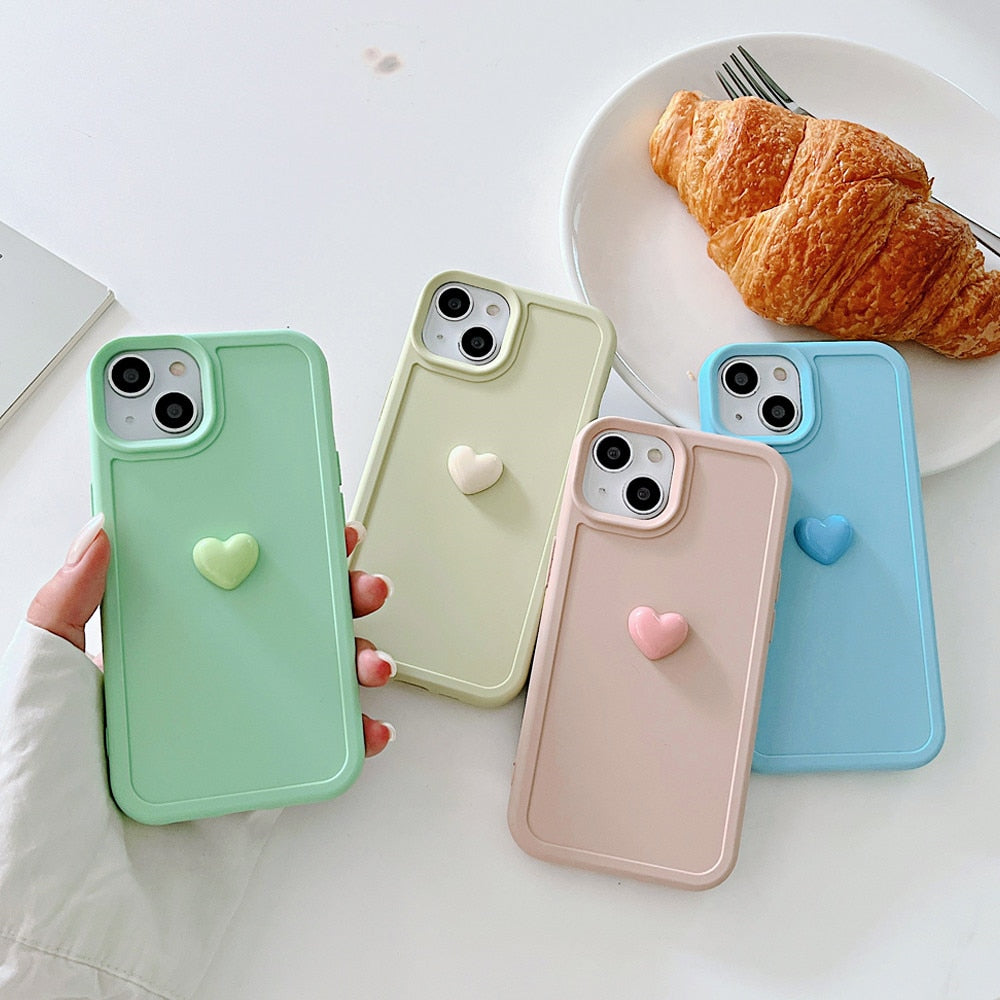 Anymob iPhone Case Tea Green Colorful Love Heart Candy Color Soft Silicone Shockproof Back Cover Bumper-Mobile Phone Cases-PEROZ Accessories