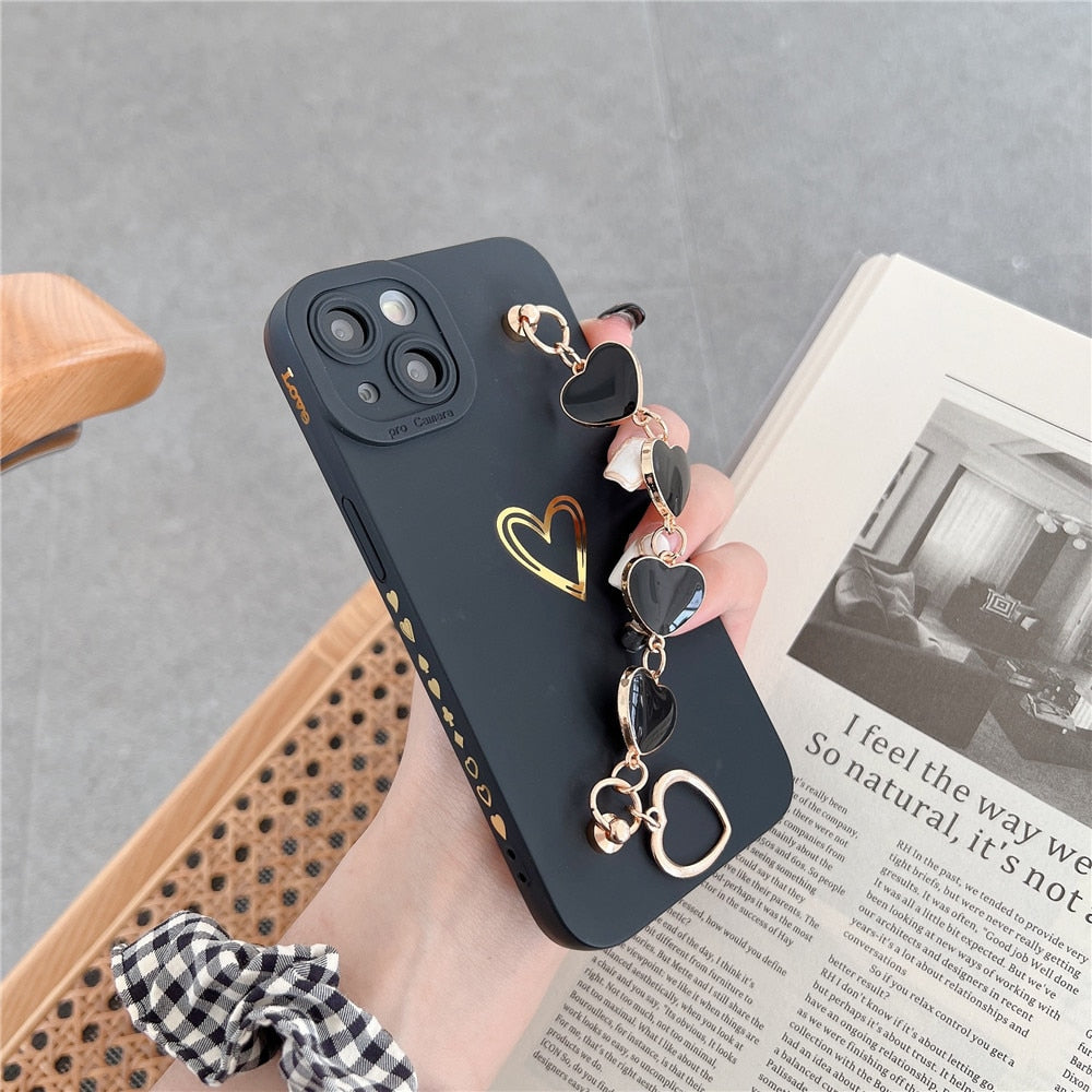 Anymob iPhone Case Sky Blue Soft Silicon Love Heart Lens Protection Bracelet Bumper Back Cover-Mobile Phone Cases-PEROZ Accessories