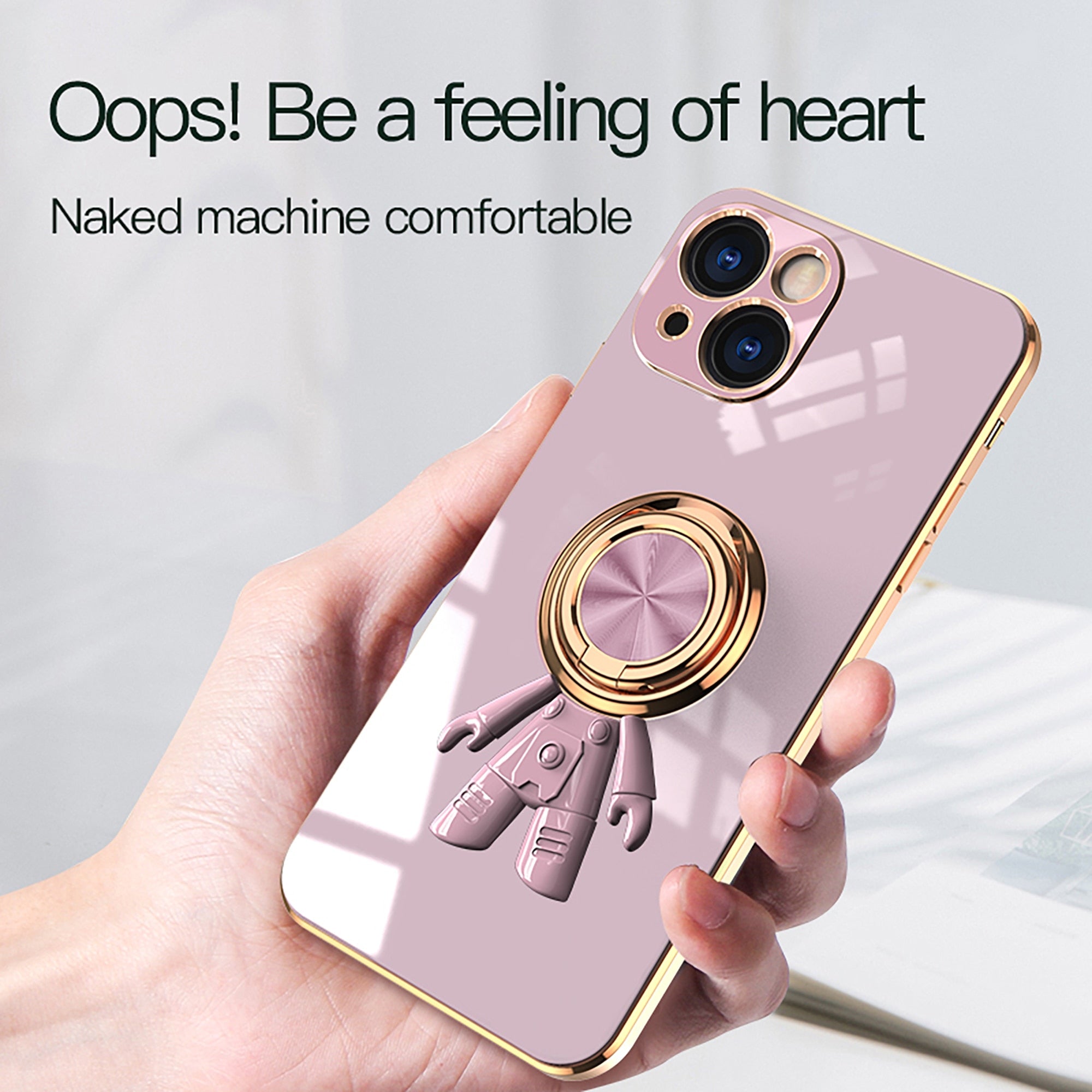 Anymob iPhone White Astronaut Magnetic Bracket Phone Case Plating Shell-Mobile Phone Cases-PEROZ Accessories