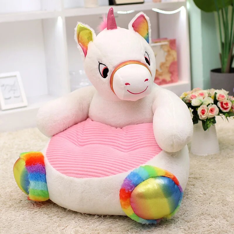 Anykidz Sofa White Unicorn Animal Shape Stuffed Soft Sofa Seat Cushion Room Decor for Kids-Kids Sofa-PEROZ Accessories