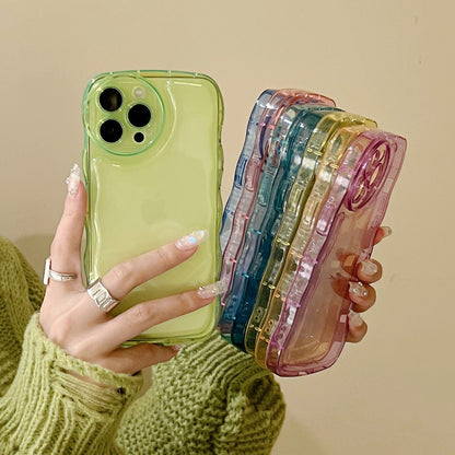 Anymob iPhone Blue Curly Wavy Phone Case Shockproof Transparent Silicone Cover-Mobile Phone Cases-PEROZ Accessories
