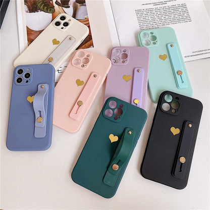 Anymob iPhone White Wrist Strap Love Heart Phone Case Shockproof Soft Cover-Mobile Phone Cases-PEROZ Accessories