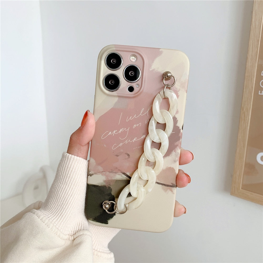 Anymob iPhone Green Leaf Art Painting Marble Bracelet Phone Case Shockproof Soft Silicone Cover-Mobile Phone Cases-PEROZ Accessories