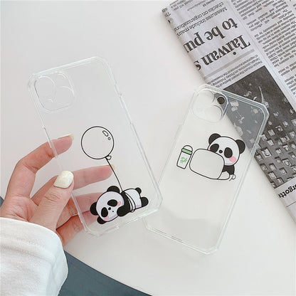 Anymob iPhone Balloon Panda Cartoon Transparent Phone Case Silicone Cover-Mobile Phone Cases-PEROZ Accessories