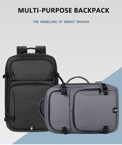 Anypack Backpack Grey Large 15.6 inch Laptop Luggage Rucksack Waterproof Bag Pack USB Charging Travel Camera Student Bag-Backpacks-PEROZ Accessories