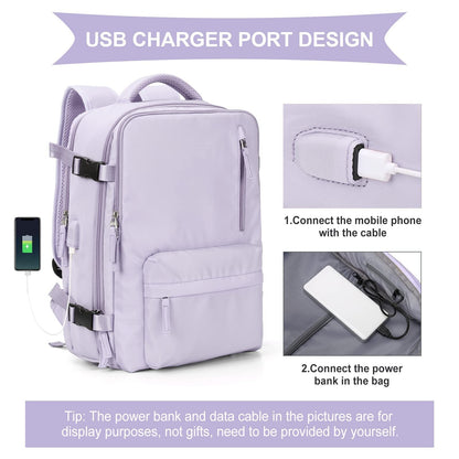 Anypack Backpack Light Purple Bag Large Capacity Multi-Function Suitcase USB Charging School Luggage Lightweight-Backpacks-PEROZ Accessories