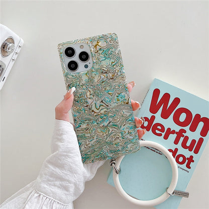 Anymob iPhone Case Orange Square Marble Shell Pattern WristBand Shockproof Soft Silicon Bracelet Cover-Mobile Phone Cases-PEROZ Accessories