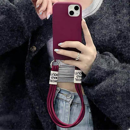 Anymob iPhone Case Coffee Brown Lanyard Strap Soft Silicon Wristband Rope Matte Cover-Mobile Phone Cases-PEROZ Accessories