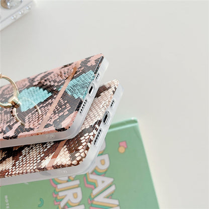 Anymob iPhone Case Pink Snake Skin Pattern Silicon Cover With Ring Holder-Mobile Phone Cases-PEROZ Accessories