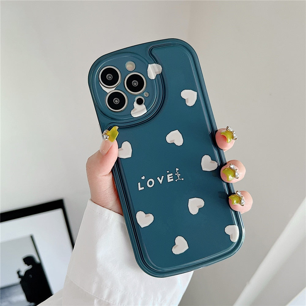 Anymob iPhone Case White Love Heart Phone Soft Silicone Shockproof Camera Protection Bumper Cover-Mobile Phone Cases-PEROZ Accessories
