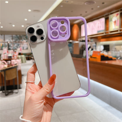Anymob iPhone Case Transparent Blue Frame Camera Protection Shockproof Soft Bumper Cover iPhone 12 11 13 Pro Max XR XS Max X 7 8 Plus 12 13Pro-Mobile Phone Cases-PEROZ Accessories