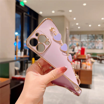 Anymob iPhone White Electroplated Bracelet Love Heart Phone Case Soft Back Cover-Mobile Phone Cases-PEROZ Accessories