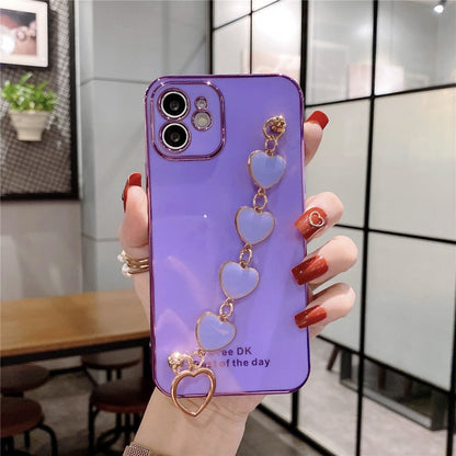 Anymob iPhone Yellow GreenLove Heart Bracelet Chain Soft Case Plating Phone Cover-Mobile Phone Cases-PEROZ Accessories