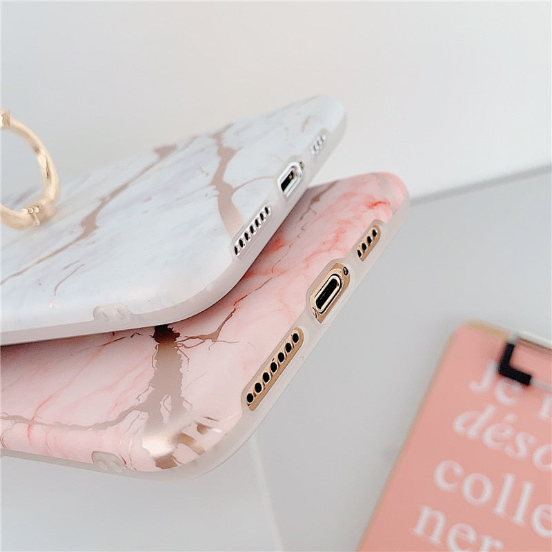 Anymob iPhone Pink Case Cover Marble Silicon Phone Cover-Mobile Phone Cases-PEROZ Accessories