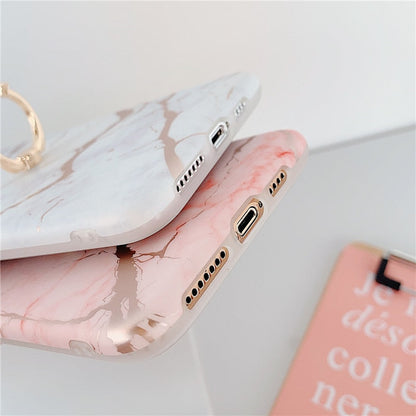 Anymob iPhone Pink Case Cover Marble Silicon Phone Cover-Mobile Phone Cases-PEROZ Accessories
