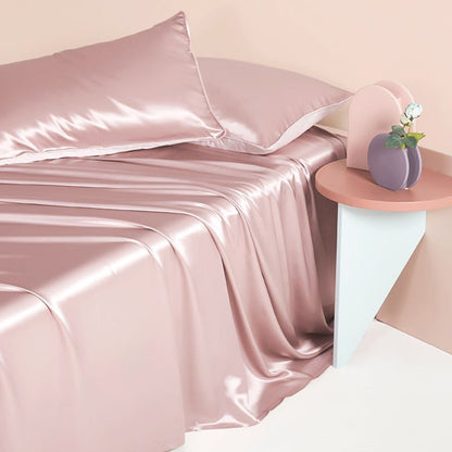 Anyhouz Fitted Sheet Queen Size Light Purple Luxury Silky Beddings Set with Pillow Cases-Beddings-PEROZ Accessories