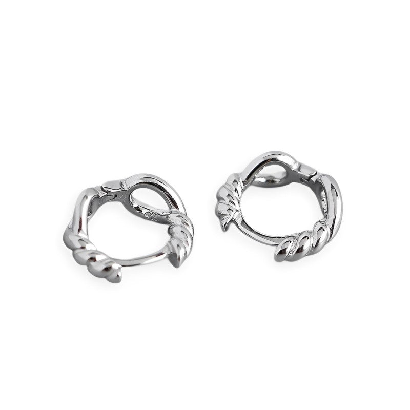 Anyco Hoop Earrings Unique Twist Hollow Huggies Minimalist Bohemian Hip Hop Gothic Sterling Silver For Women Party Jewelry Silver-Earrings-PEROZ Accessories