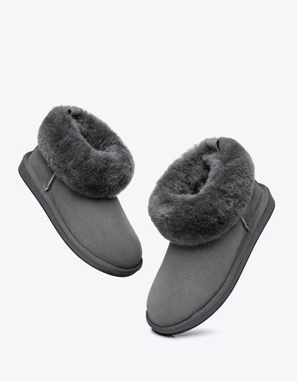 Tarramarra Emmy Women Sheepskin Slippers Fluffy Collar-Boots-PEROZ Accessories