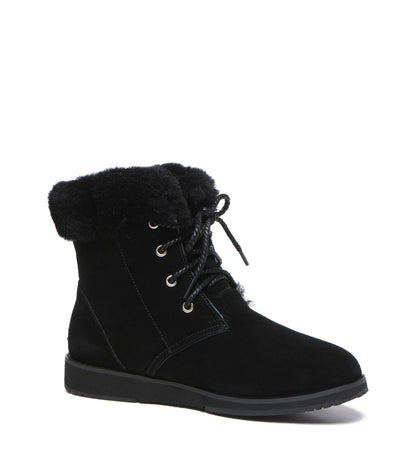 TARRAMARRA Lace Up Ankle Fashion Sheepskin Women UGG Boots Bonnie-Boots-PEROZ Accessories