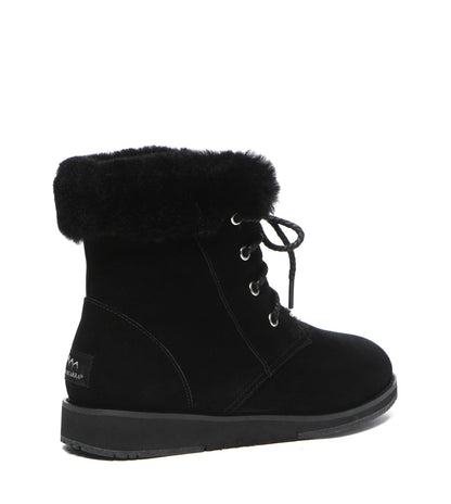 TARRAMARRA Lace Up Ankle Fashion Sheepskin Women UGG Boots Bonnie-Boots-PEROZ Accessories