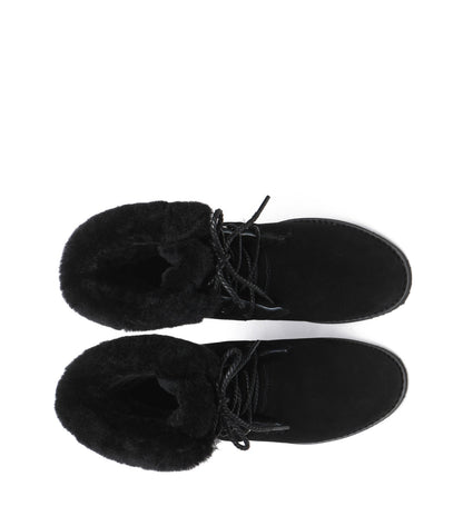 TARRAMARRA Lace Up Ankle Fashion Sheepskin Women UGG Boots Bonnie-Boots-PEROZ Accessories