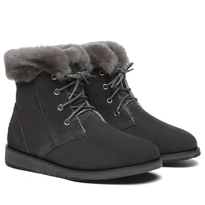 TARRAMARRA Lace Up Ankle Fashion Sheepskin Women UGG Boots Bonnie-Boots-PEROZ Accessories
