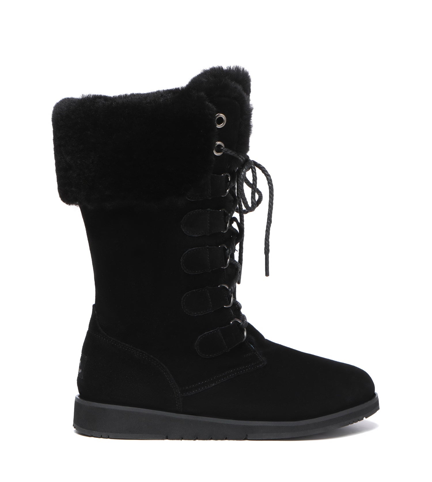 TARRAMARRA Lace Up Mid Calf Fashion Sheepskin Women Boots Becky-Boots-PEROZ Accessories