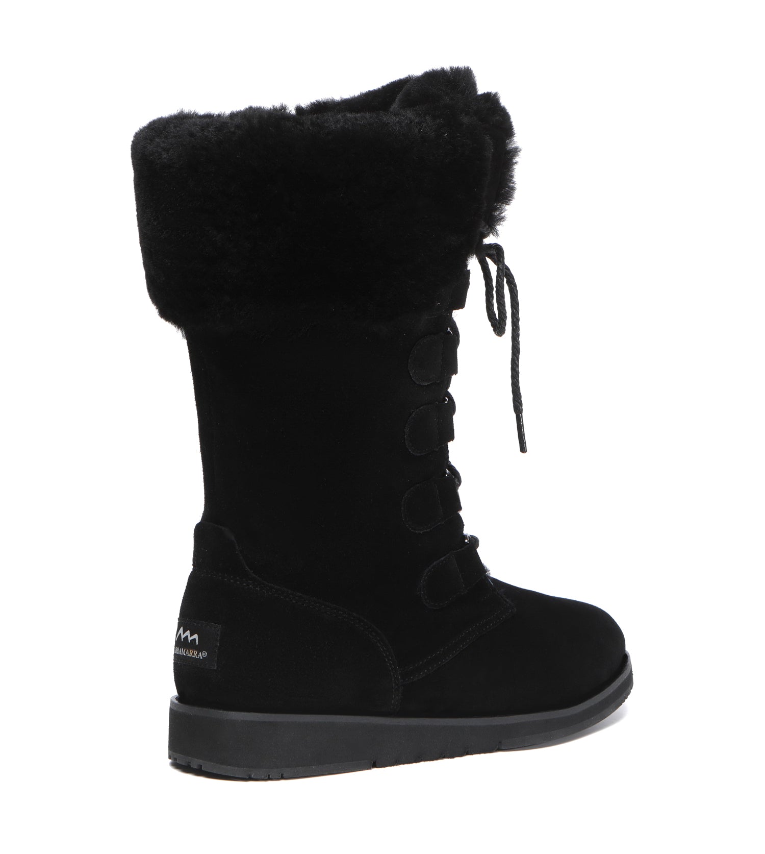 TARRAMARRA Lace Up Mid Calf Fashion Sheepskin Women Boots Becky-Boots-PEROZ Accessories