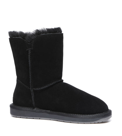 TARRAMARRA Sheepskin Wool Short Button Plus UGG BOOTS-Boots-PEROZ Accessories
