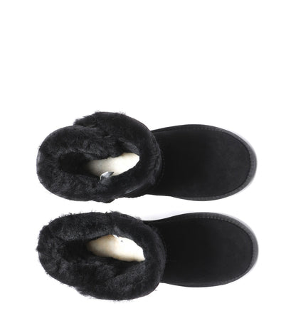 TARRAMARRA Sheepskin Wool Short Button Plus UGG BOOTS-Boots-PEROZ Accessories