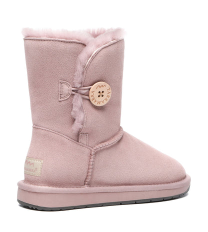 TARRAMARRA Sheepskin Wool Short Button Plus UGG BOOTS-Boots-PEROZ Accessories