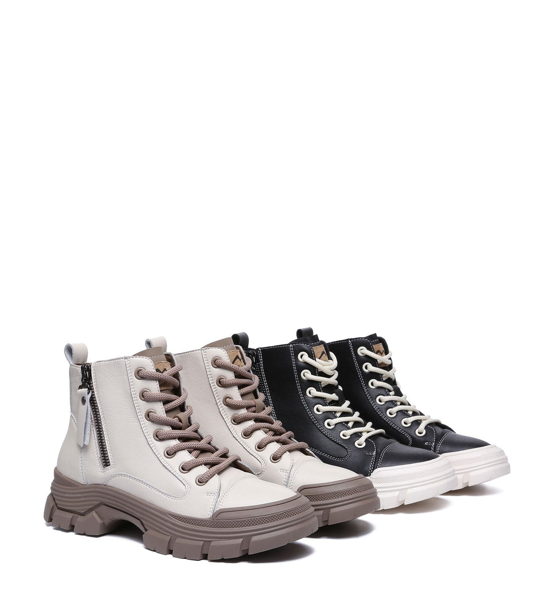 TARRAMARRA Lace-up and Zipper Chunky Leather Boots Women Cow Suede Boots Lorrine-Boots-PEROZ Accessories